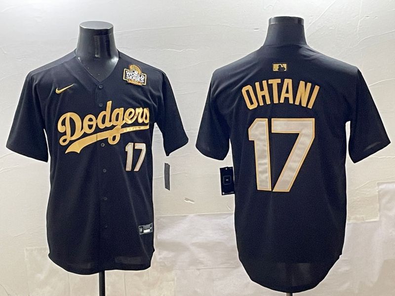 Men Los Angeles Dodgers 17 Ohtani Black Gold Nike 2025 MLB Jersey style 4247